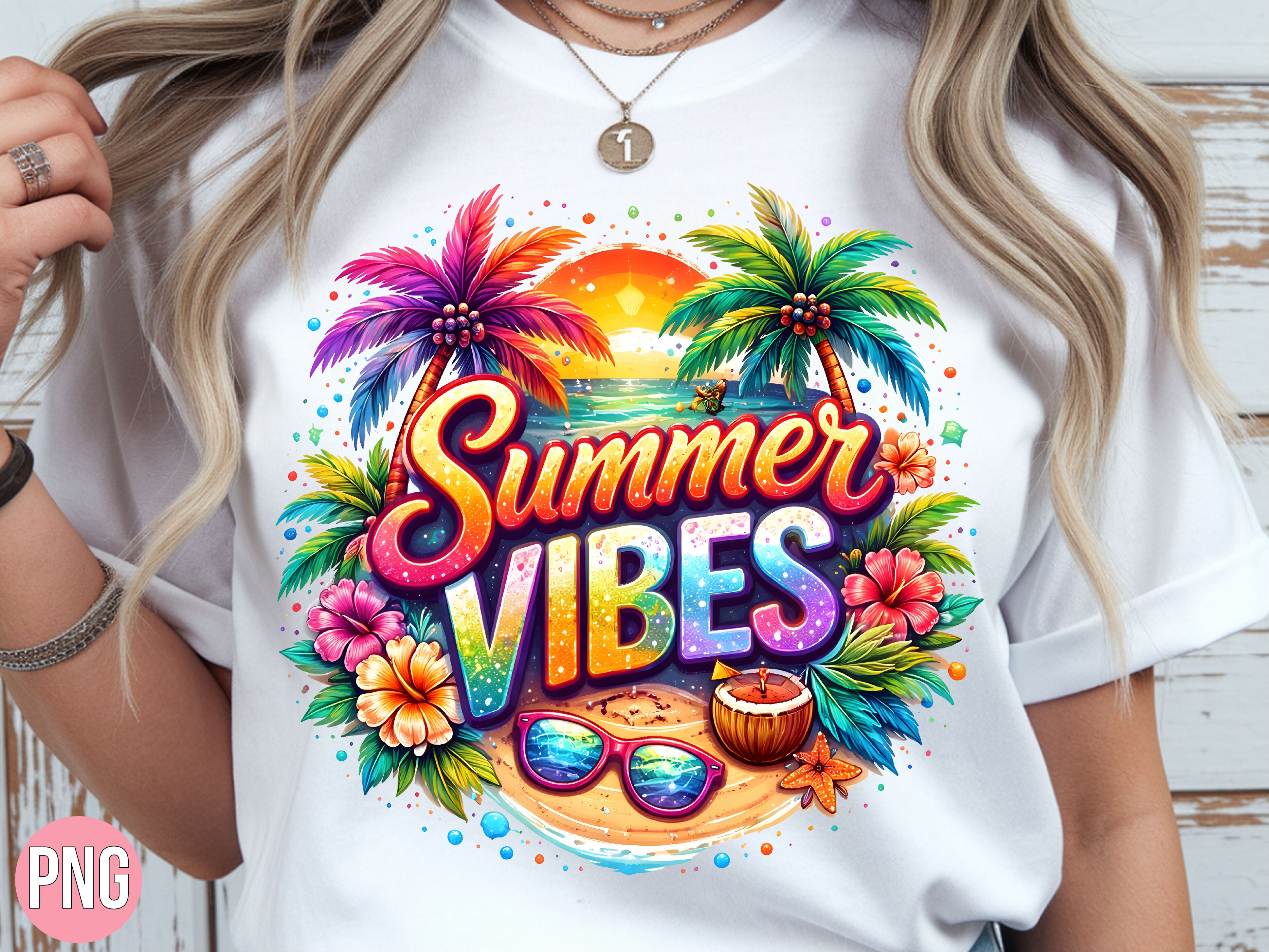 Summer Vibes Tropical Sunset Shirt PNG Graphic by Crafty Bee · Creative ...