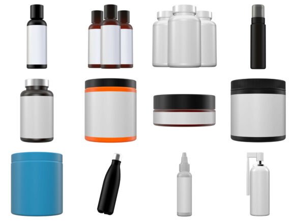 12 Cosmetic & Pharma Bottle Mockup PNG Afbeelding Flessen & potten Door 1xMerch