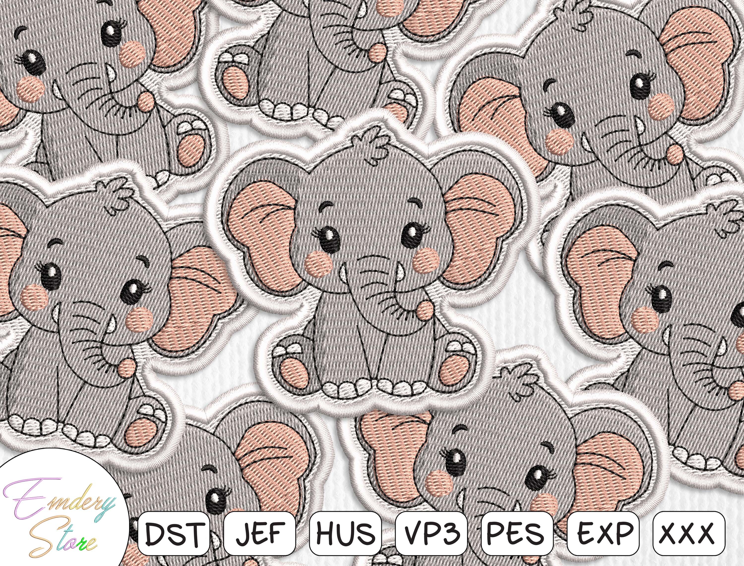 Baby Elephant Patch Embroidery File