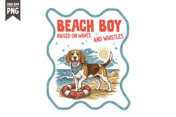 beach dog summer waves vintage png sublimation mug wrap for summer markets
