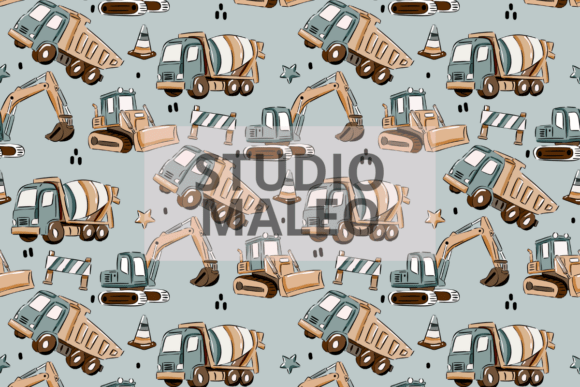 Construction Truck Kids Seamless Pattern