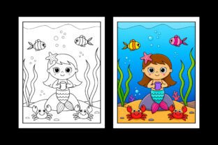 Cute Mermaid Coloring Pages for Kids Graphic by PLAY ZONE · Creative ...