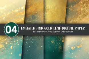 Emerald and Gold Leaf Digital Paper Graphic by Artify Hub Studio ...