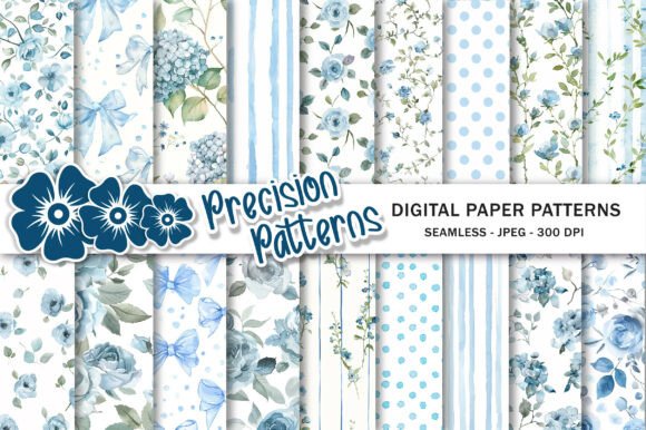 French Chateau Watercolor Digital Paper Graphic Patterns By Precision Patterns