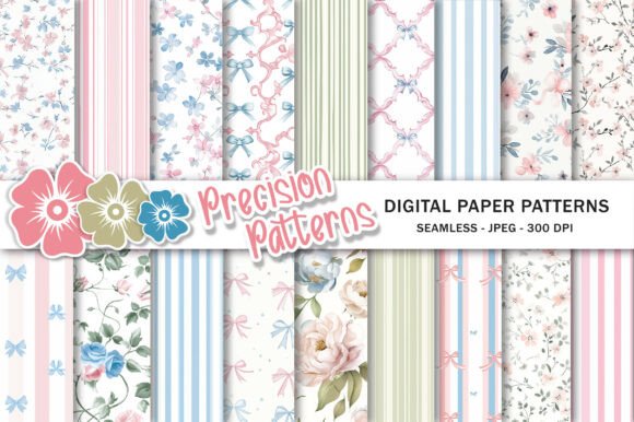 Grandmillenial Digital Paper Pack Gráfico Padrões de Papel Por Precision Patterns