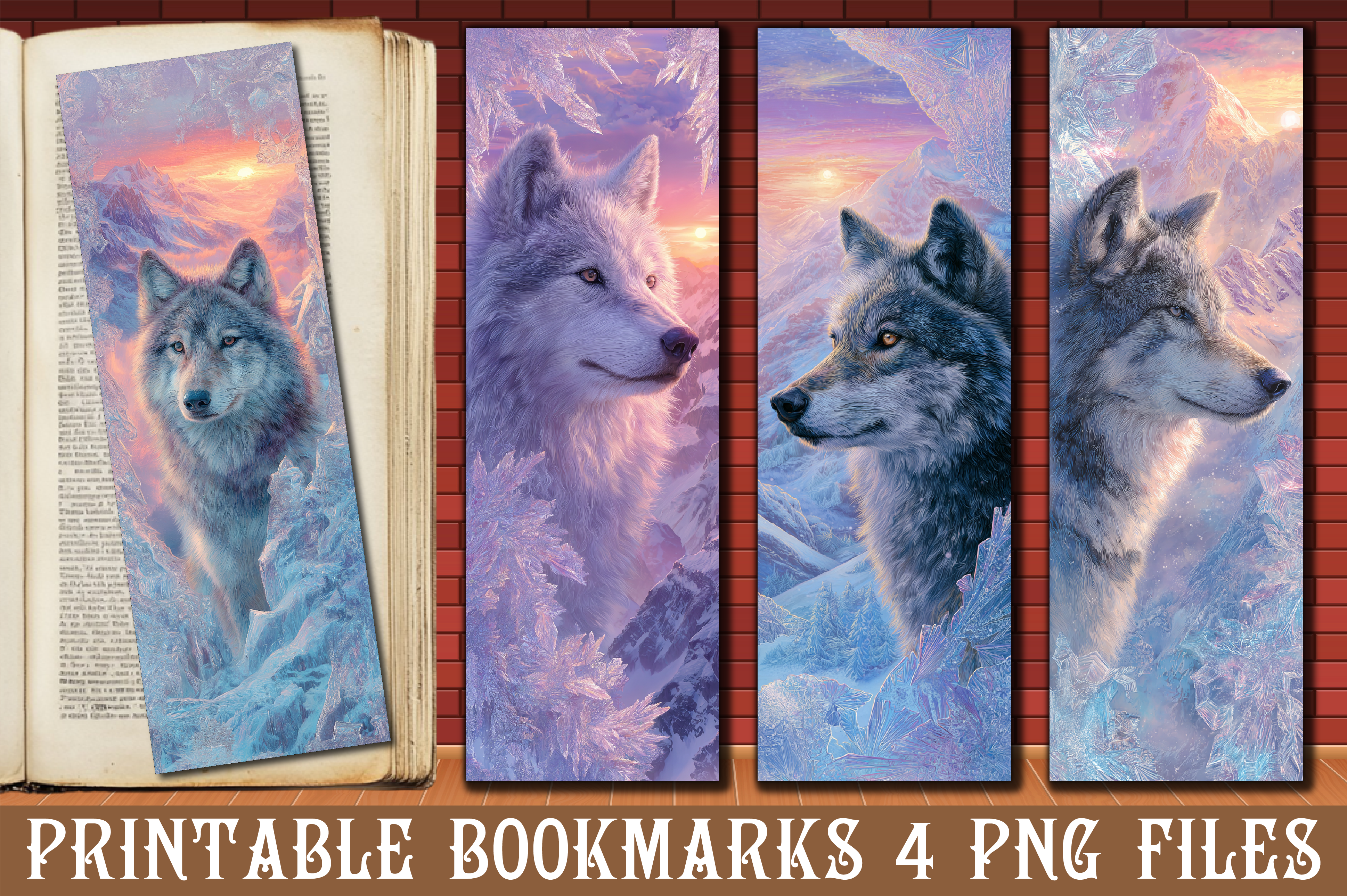 Icy Mountain Peak Winter Wolf Bookmark