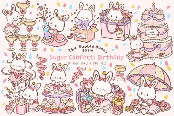 Kawaii Bunny Sugar Confetti Clipart Graphic Illustrations By blumensdiary