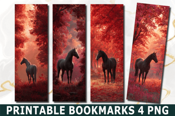 Majestic Horse Red Forest Bookmark