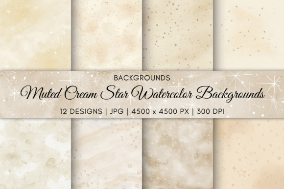 Muted Cream Star Watercolor Backgrounds