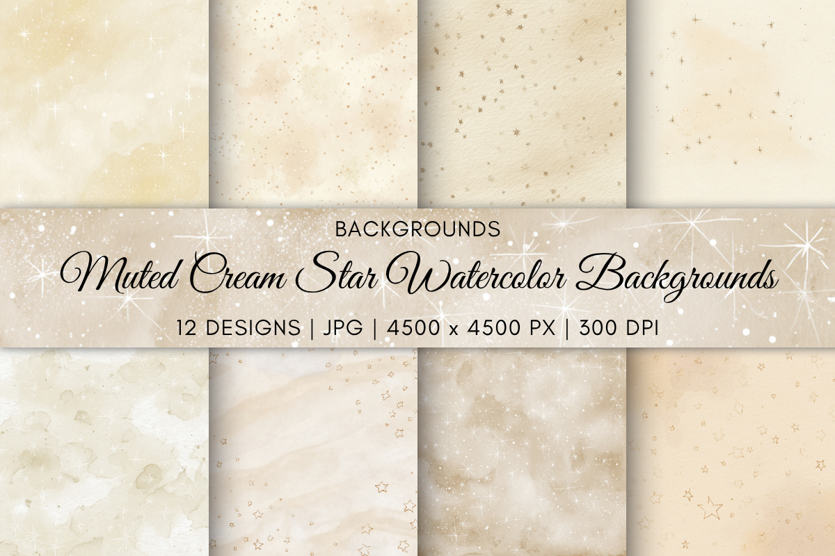 Muted Cream Star Watercolor Backgrounds