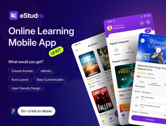Online ELearning Mobile App UI Kit
