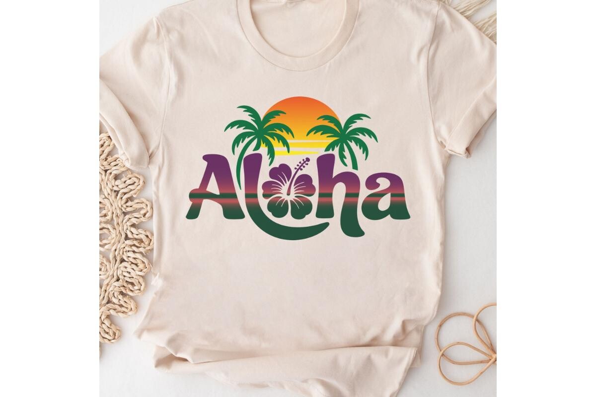 Retro Aloha Hawaii Sunset PNG SVG Graphic by GraphicArtLab · Creative ...