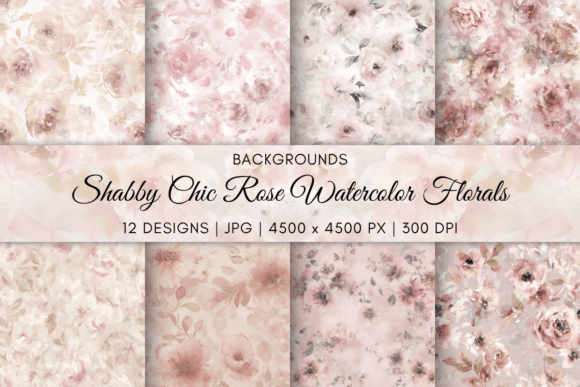 Shabby Chic Rose Watercolor Florals