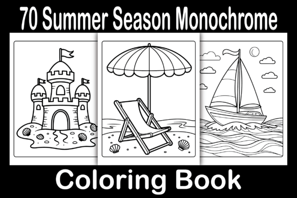 Preview of Summer Season Monochrome Coloring Book coloring pages for adults