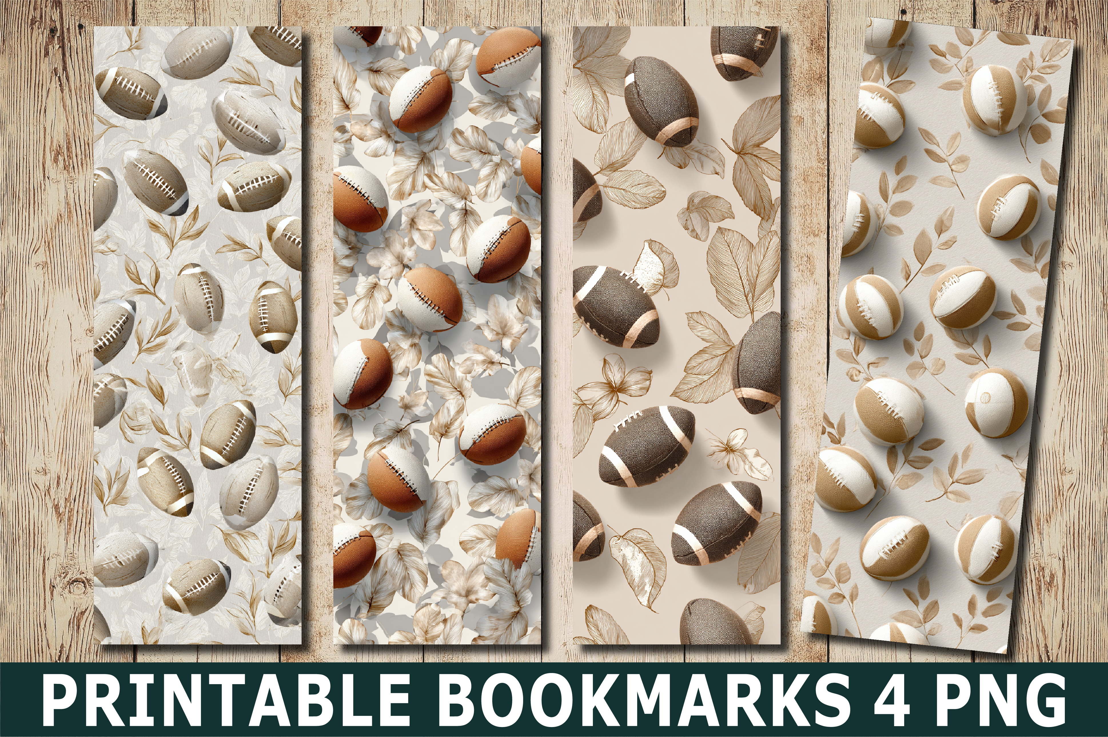 Vintage Floral Football Sports Bookmark