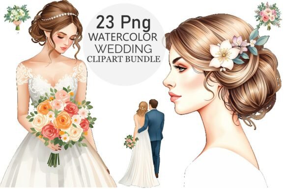 Watercolor Bridal Clipart Bundle Gráfico Ilustraciones Imprimibles Por Cute Paw