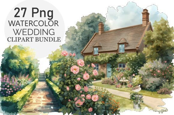 Watercolor Wedding Clipart Bundle Illustration Illustrations Imprimables Par Cute Paw