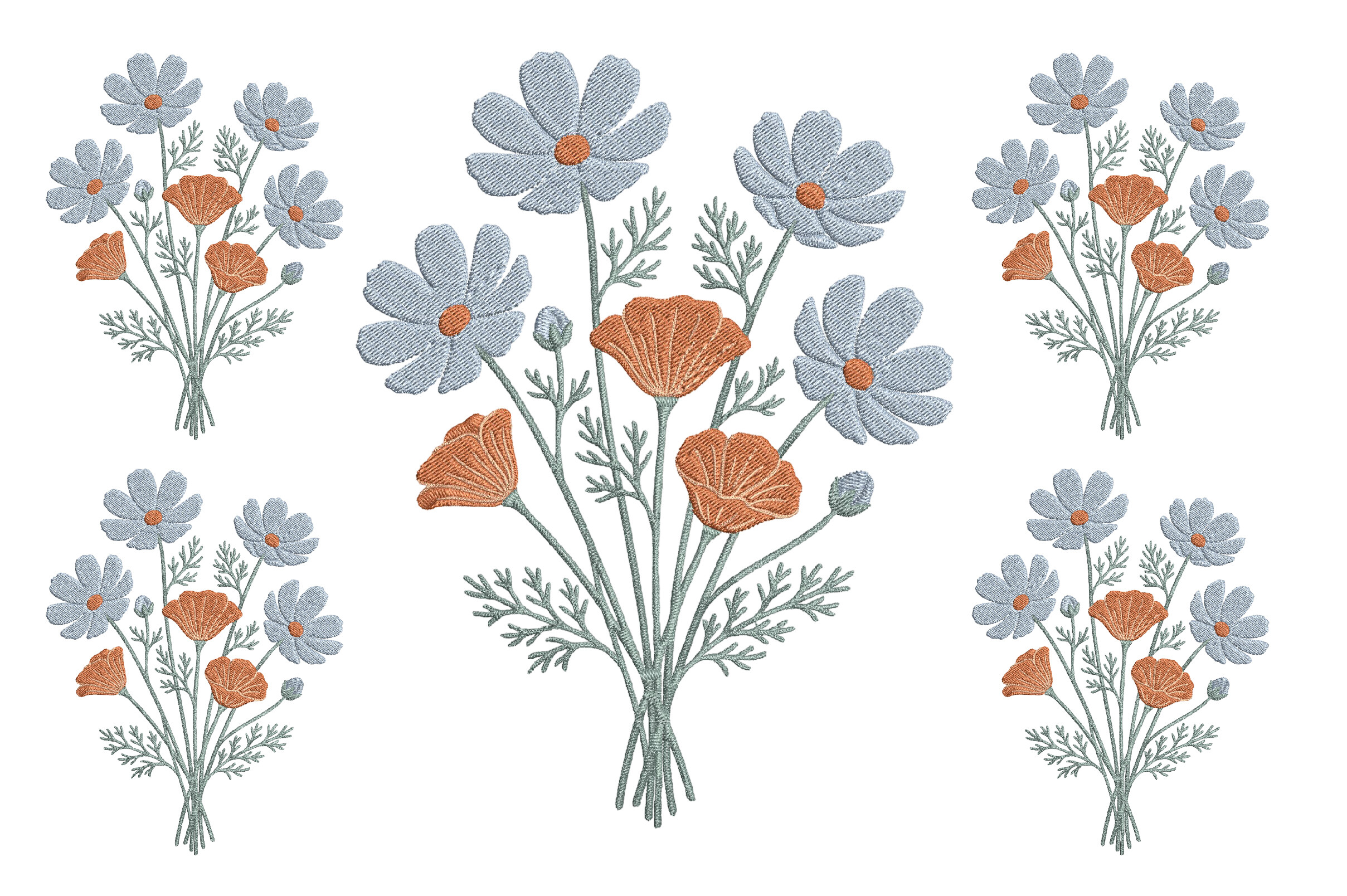 Wildflower Bouquet Embroidery Design