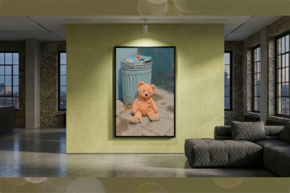 Abandoned Teddy Bear Urban Impasto Art