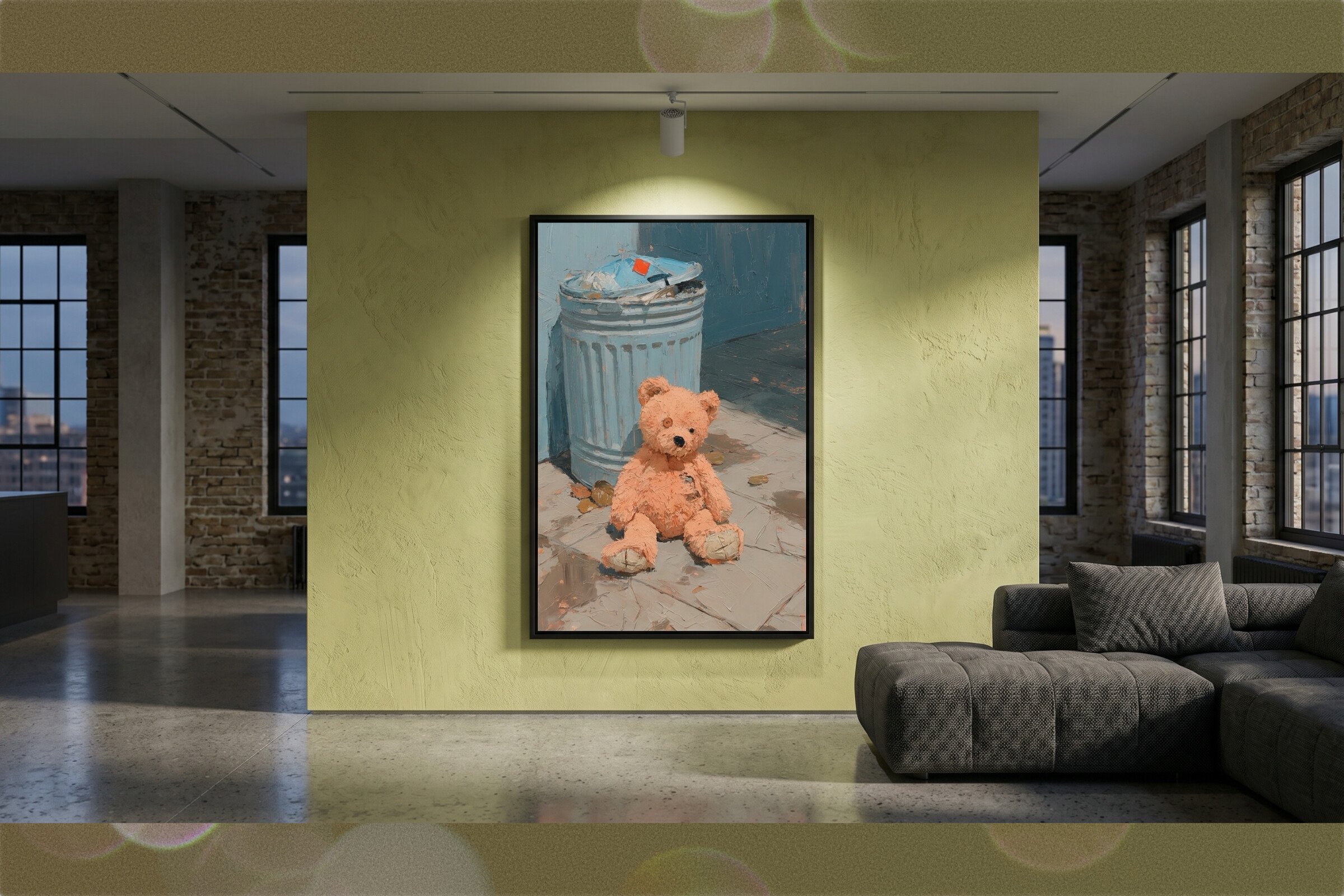 Abandoned Teddy Bear Urban Impasto Art