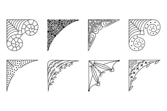 Black Line Vector Corner Set