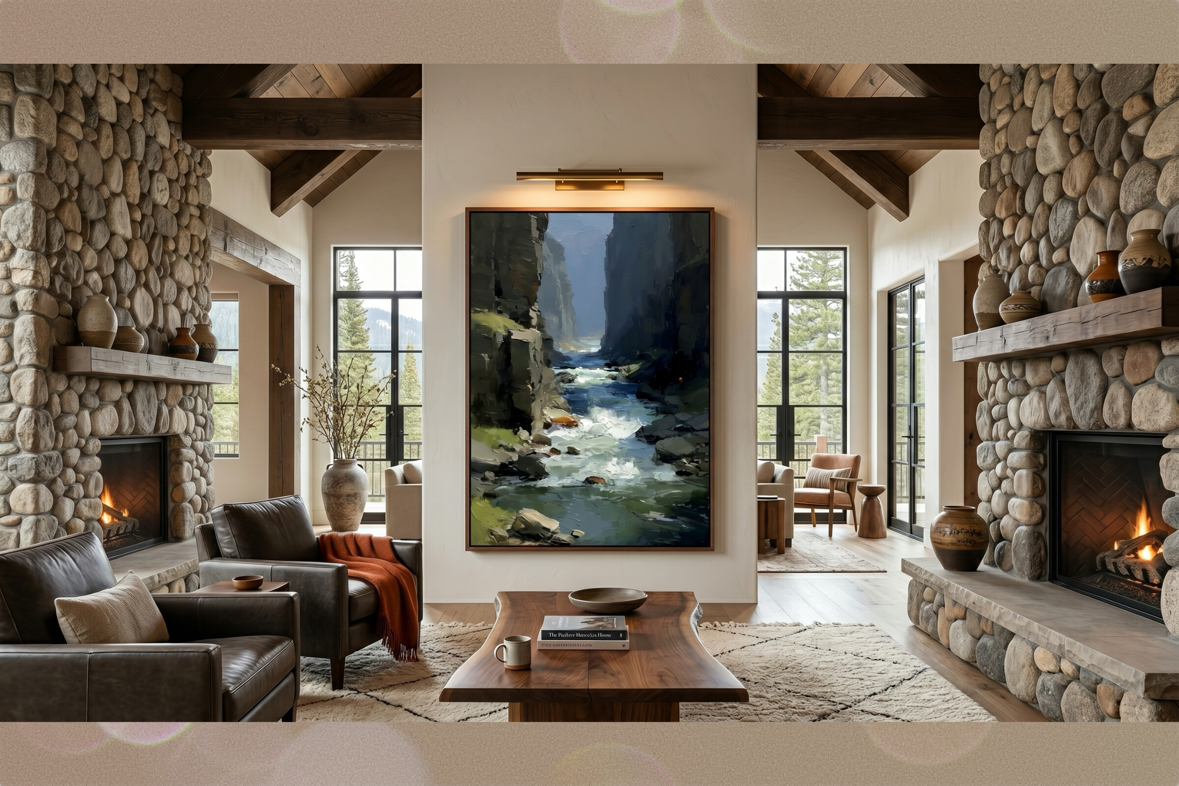 Canyon River Gorge Impasto Landscape Art