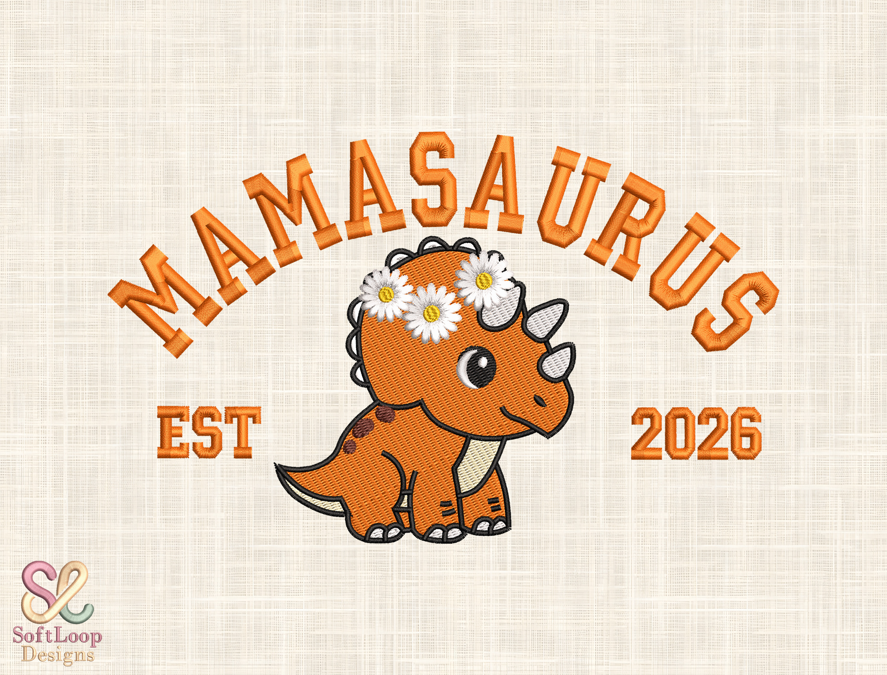 Cute Dino Mom Embroidery Design
