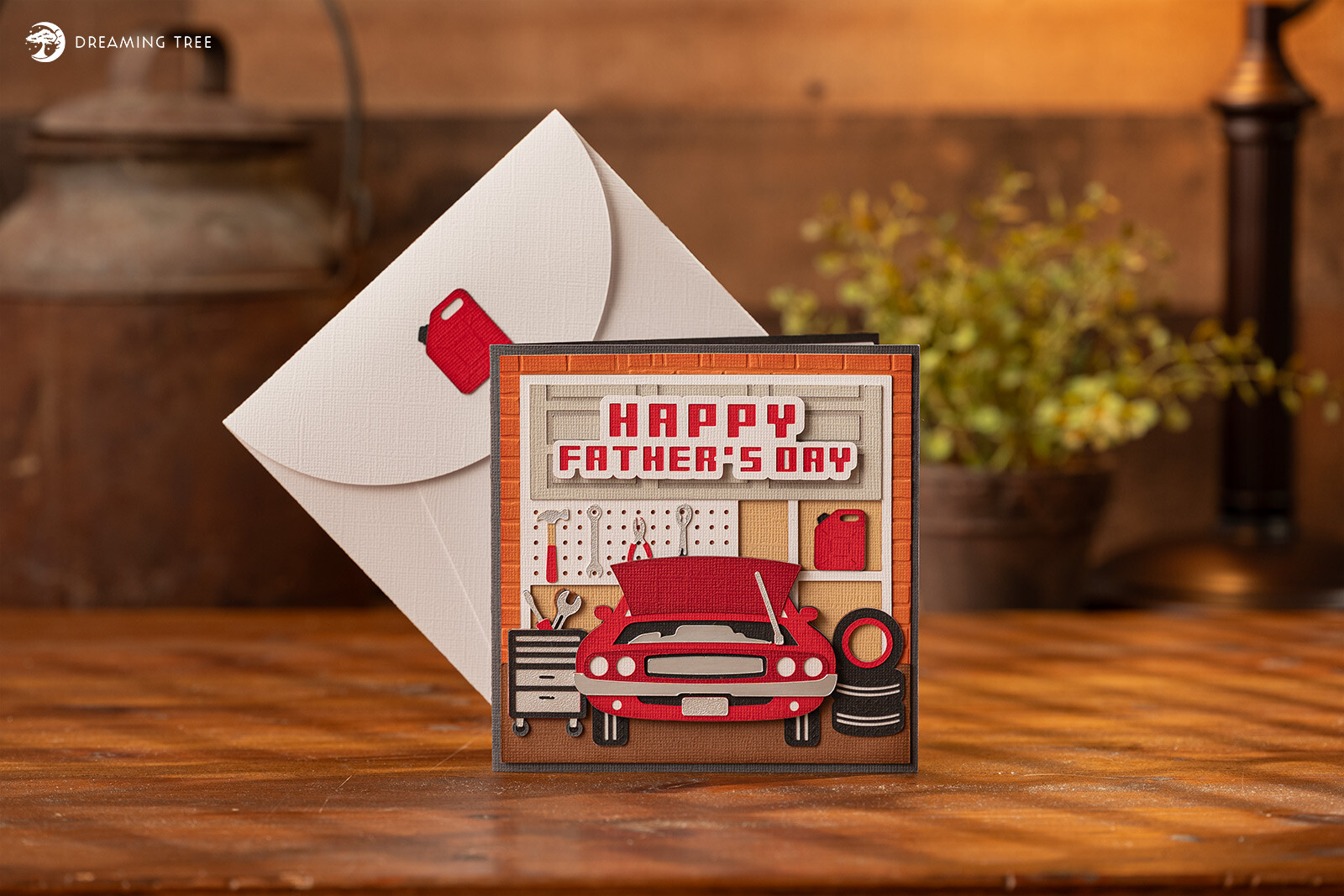 Dad’s Garage Card SVG featuring workshop tools and a rugged masculine design