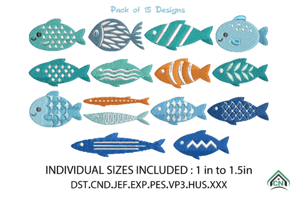 Fish Set Embroidery Design Bundle
