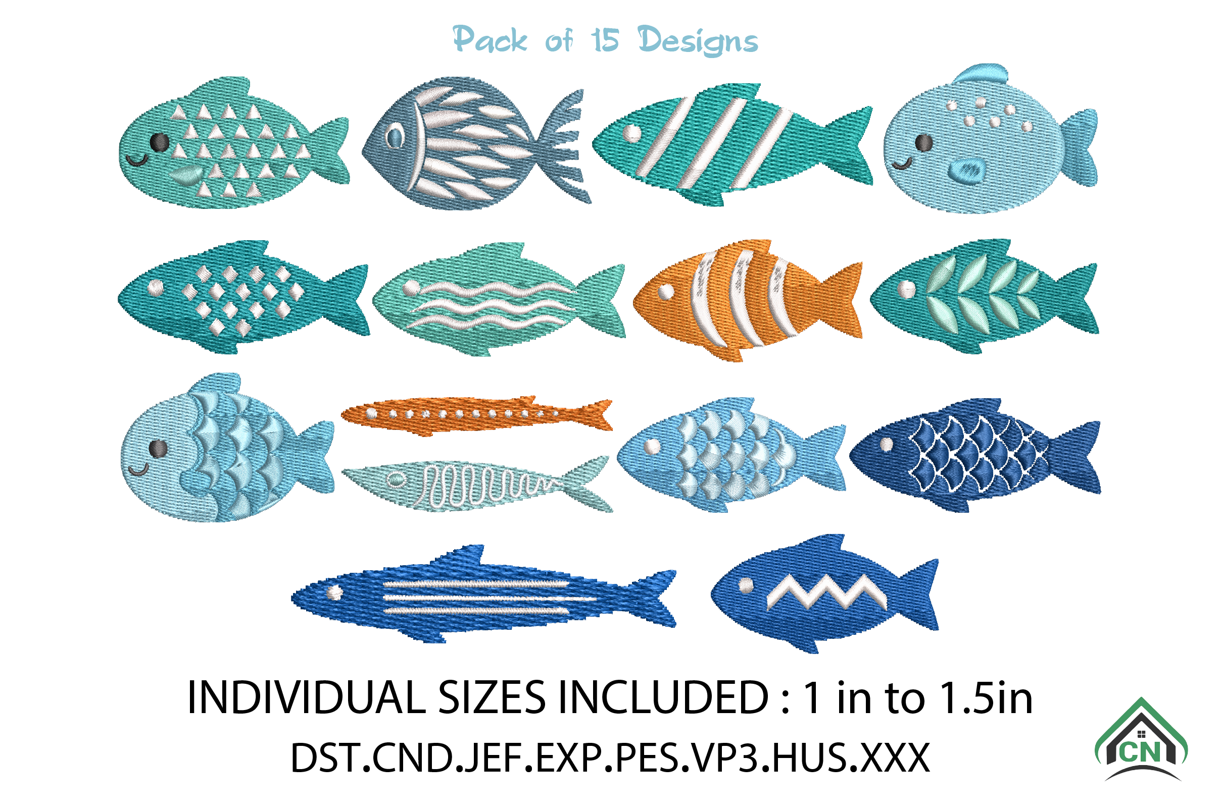 Fish Set Embroidery Design Bundle