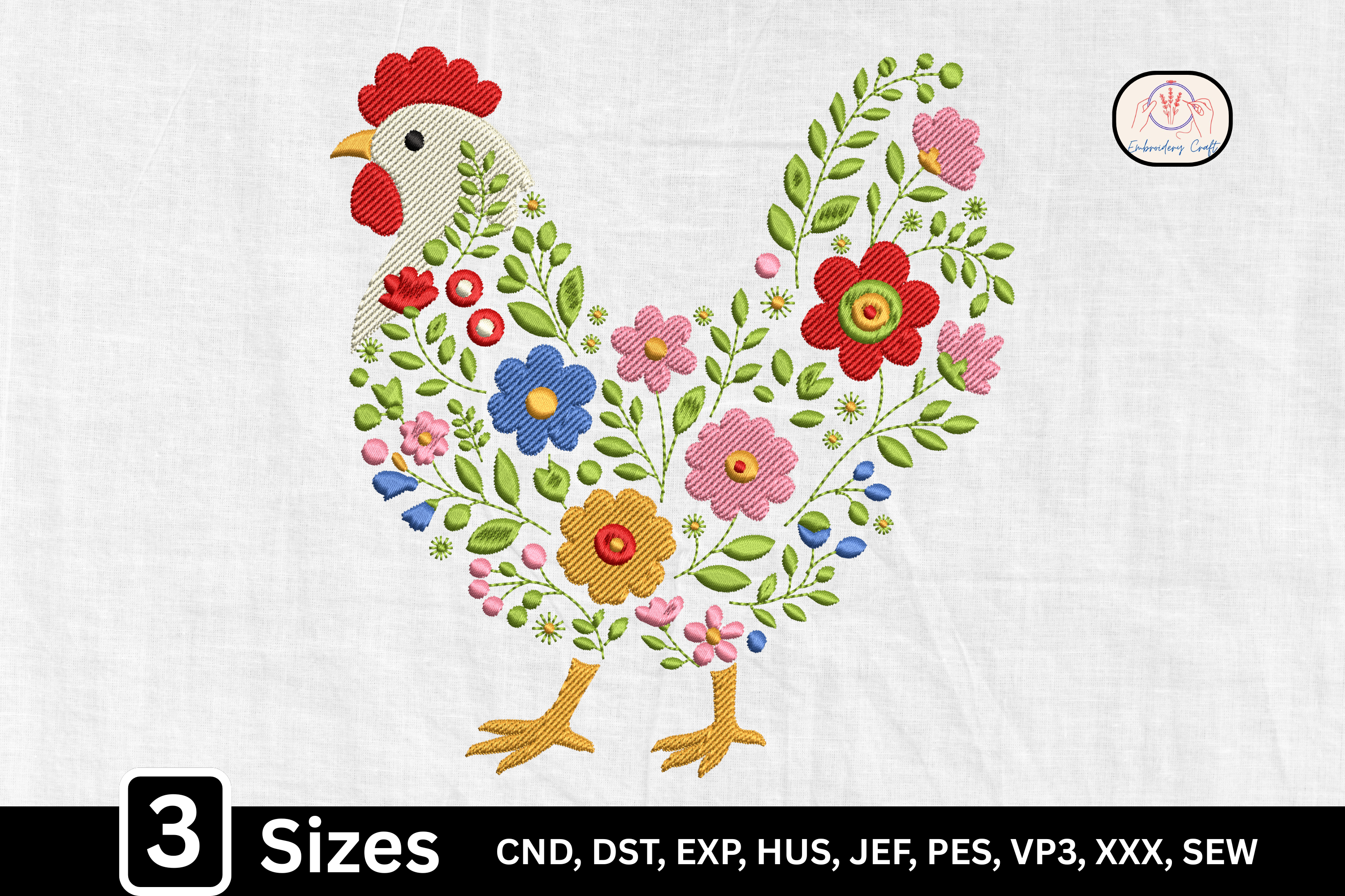 Folk Art Floral Chicken