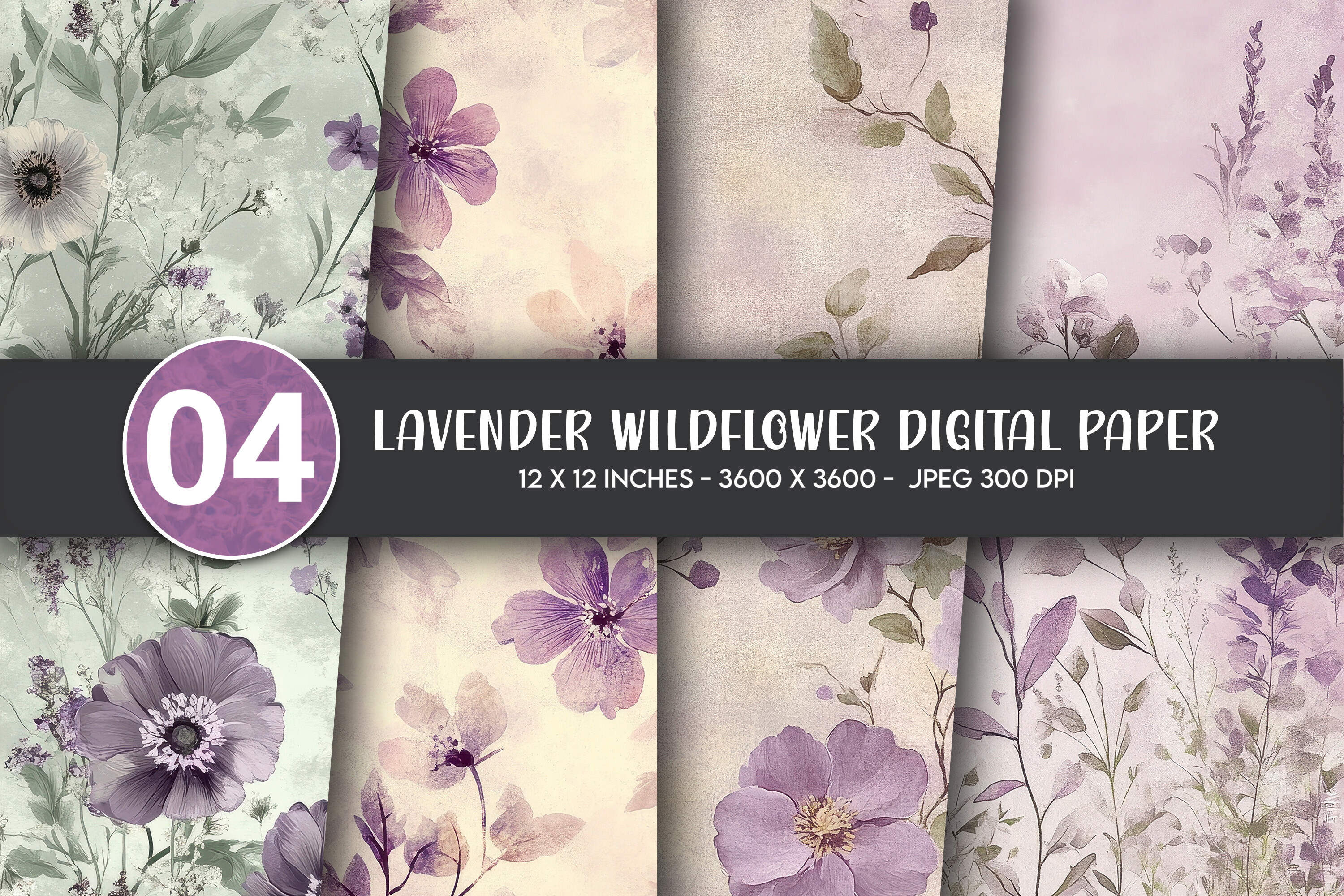 Lavender Wildflower Digital Paper Graphic by Artify Hub Studio ...