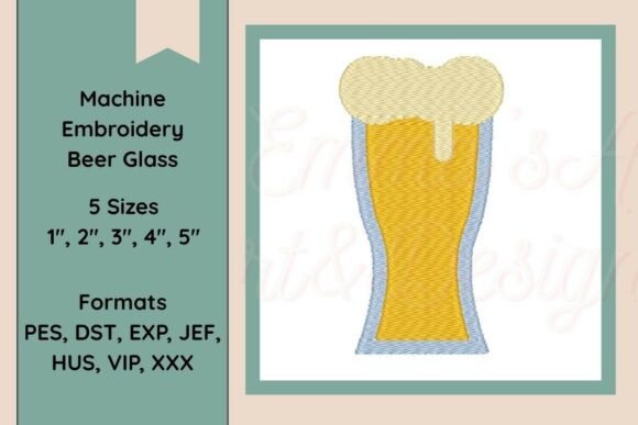 Machine Embroidery Beer Glass