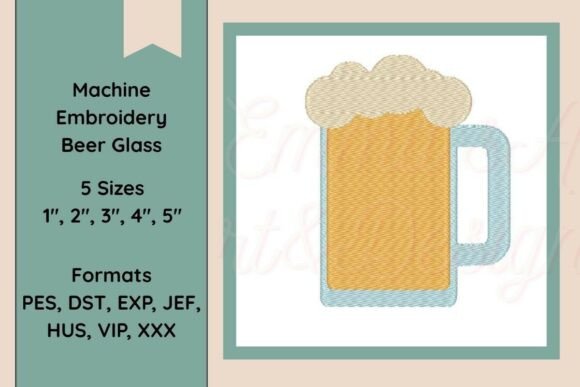 Machine Embroidery Beer Glass
