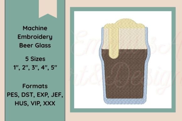 Machine Embroidery Beer Glass
