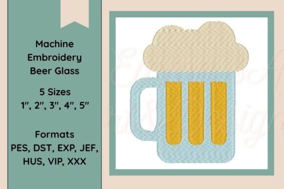 Machine Embroidery Beer Glass