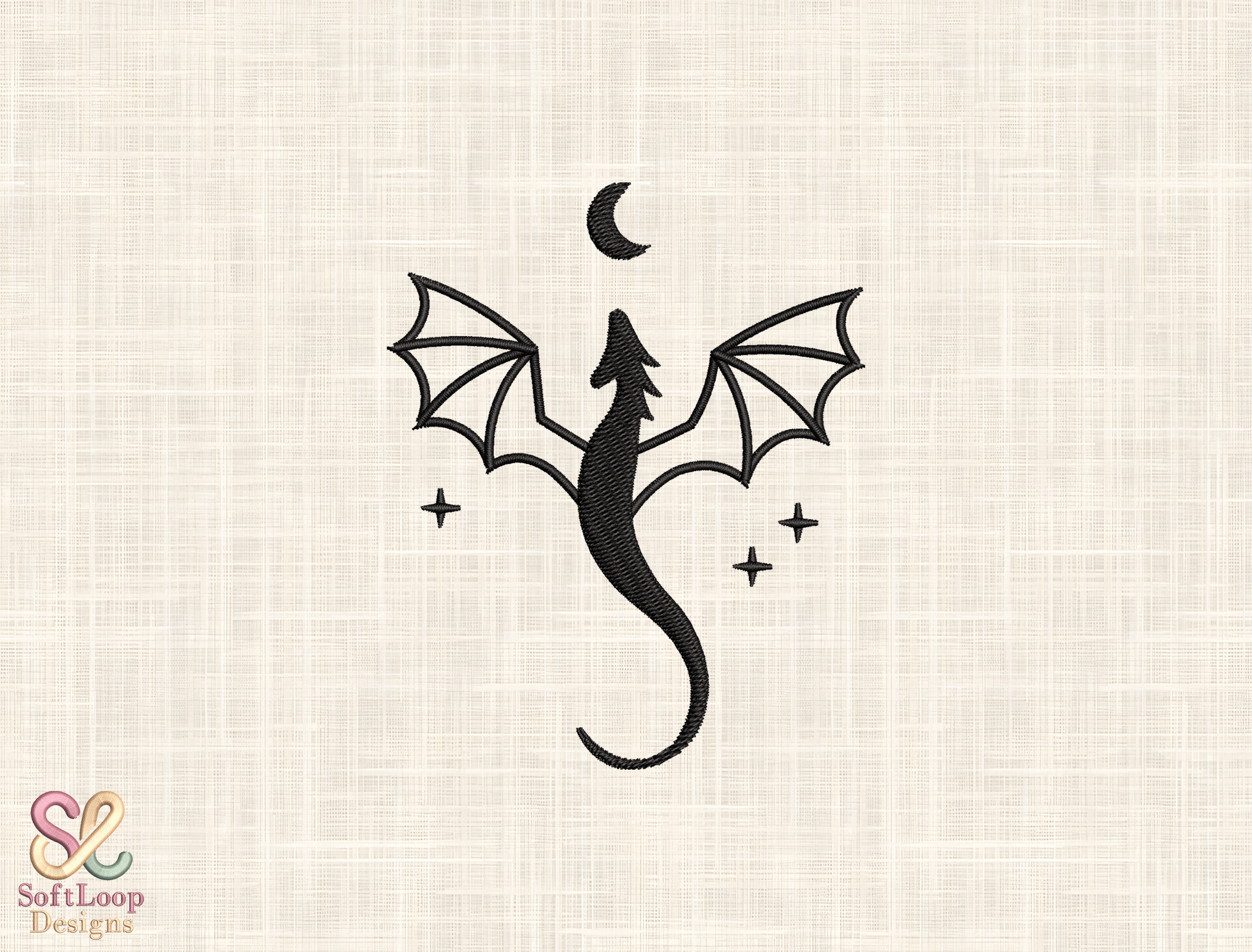 Minimalist Dragon Embroidery Design