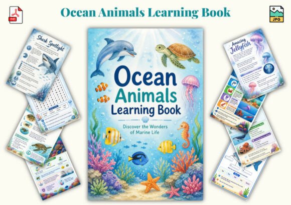 Ocean Animals Learning Book Grafik KDP-Interieurs Von KDPLab
