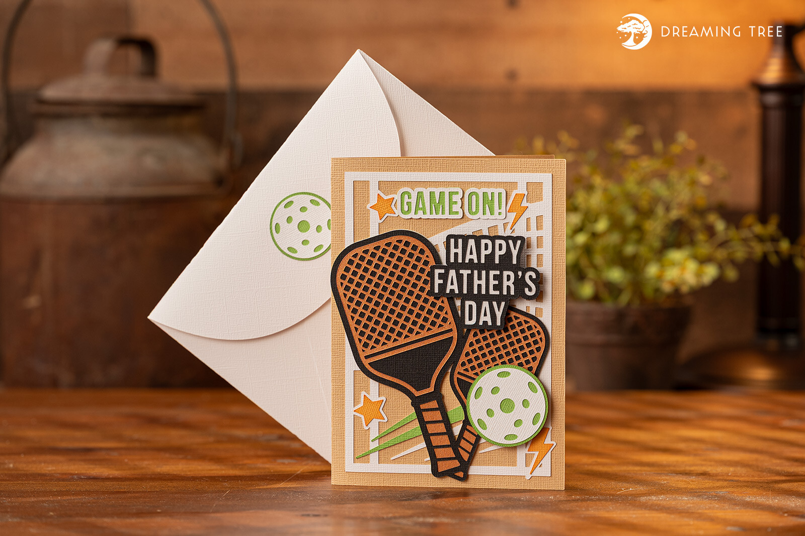 Pickleball Card SVG with sporty paddle and ball details