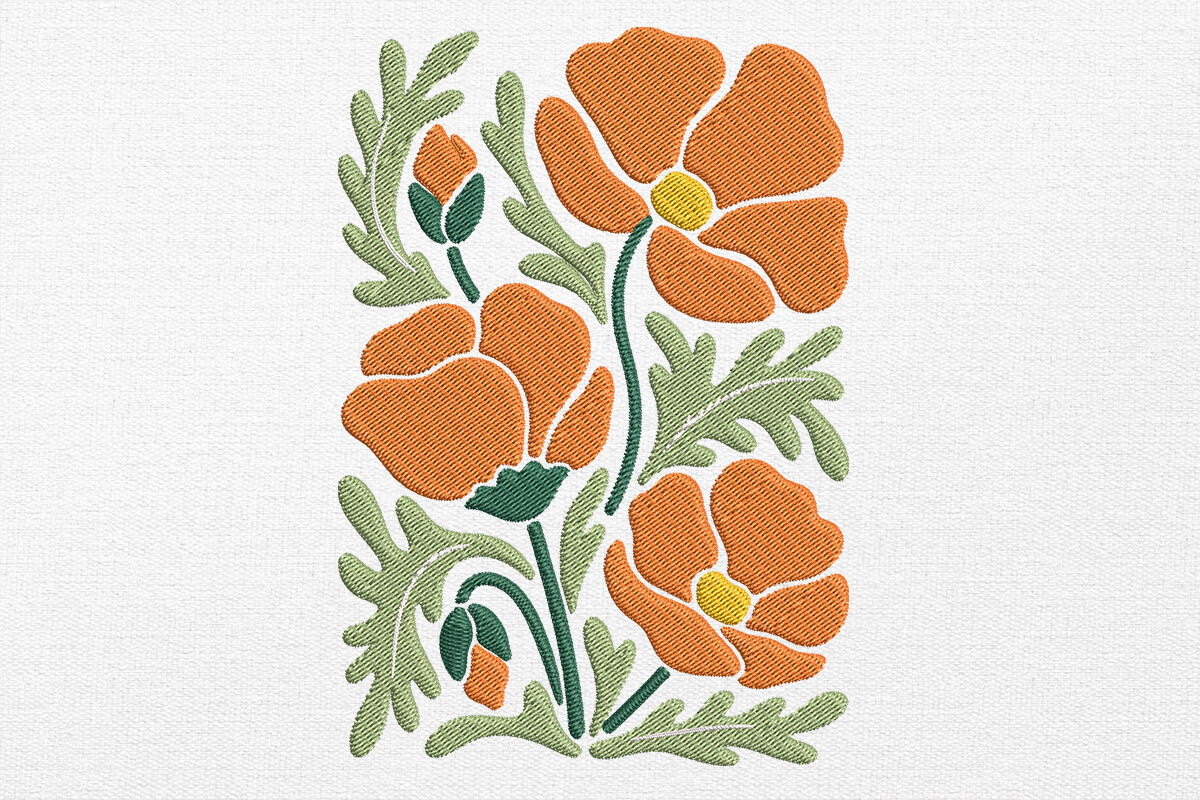 Poppy Flower Embroidery Design