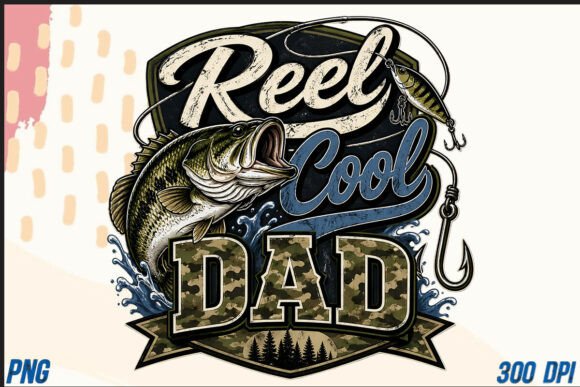 Reel Cool Dad Fishing Camo PNG Graphic T-shirt Designs By SimaCrafts