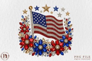 Rhinestone American Flag Floral PNG Graphic by daily.arts · Creative ...