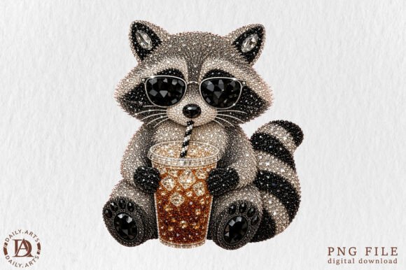 Rhinestone Funny Raccoon PNG