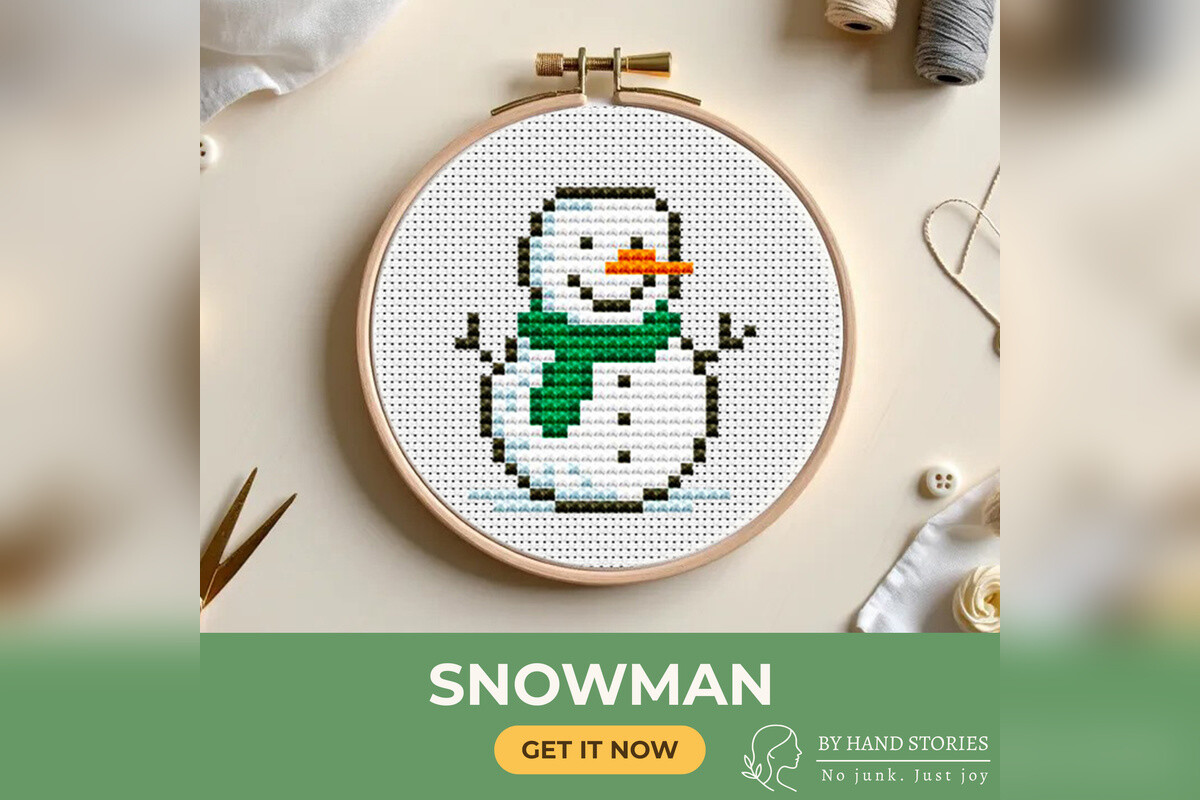 Snowman Cross Stitch Pattern PDF