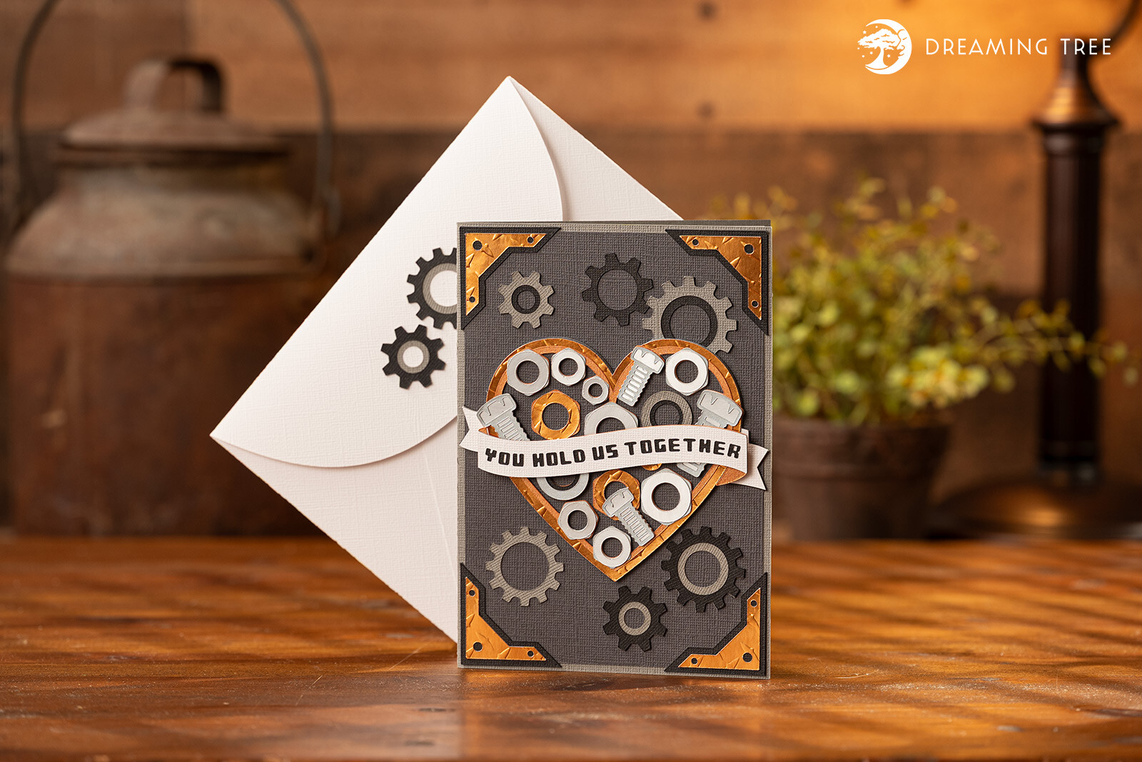 You Hold Us Together Card SVG with a heart made of nuts and bolts