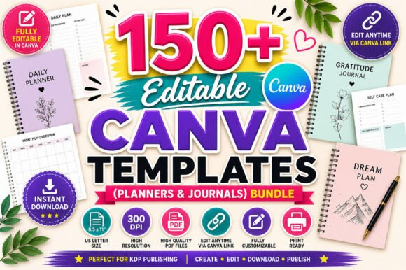 150+ Editable Canva KDP Templates