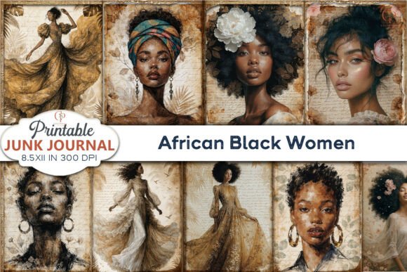 African Black Women Junk Journal Pages Grafica Sfondi Di CozyPrint Studio Co