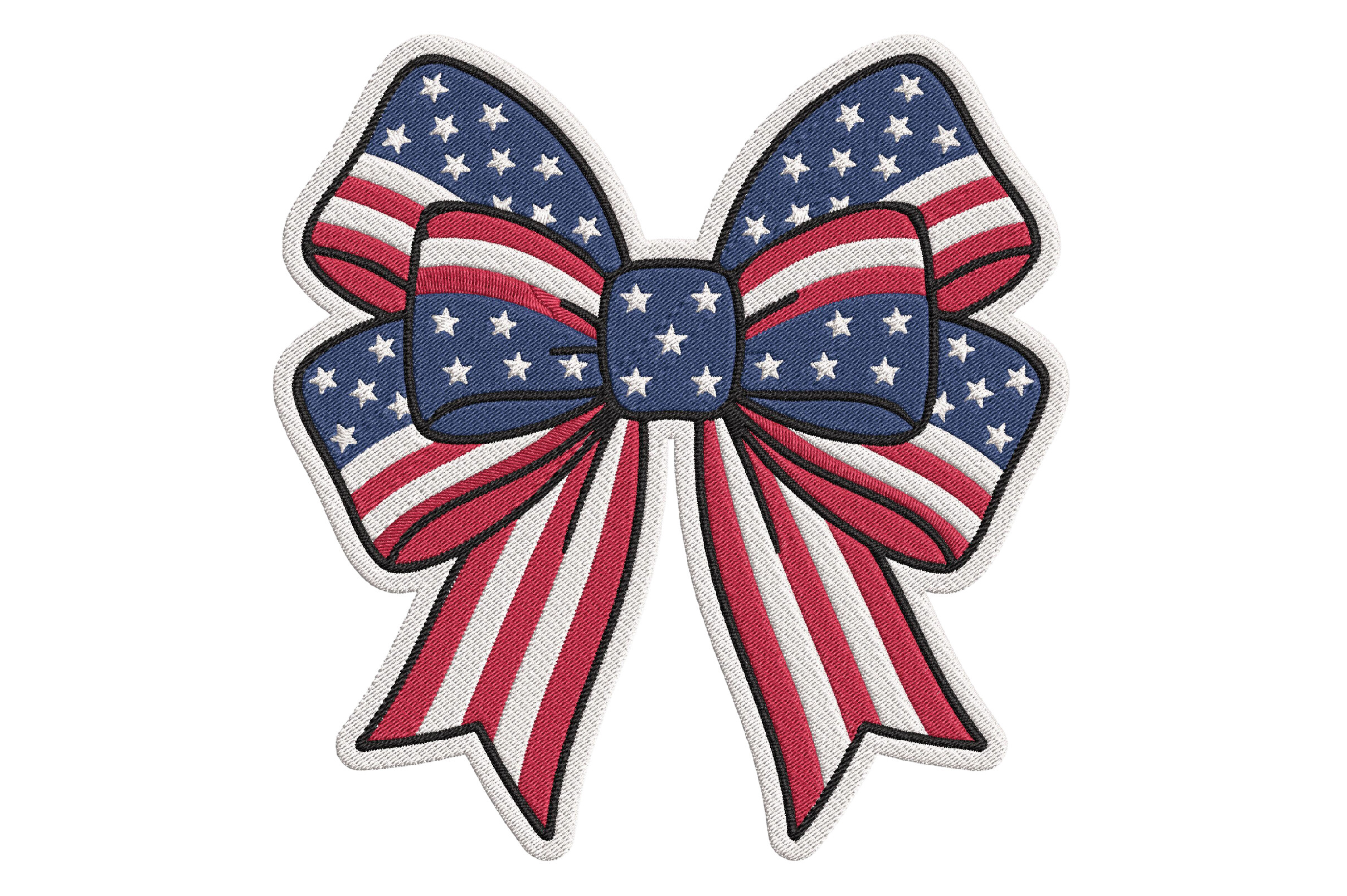 American Flag Bow Embroidery Design