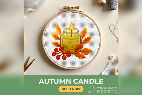 Autumn Candle Cross Stitch Pattern PDF