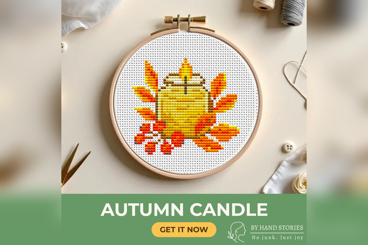 Autumn Candle Cross Stitch Pattern PDF